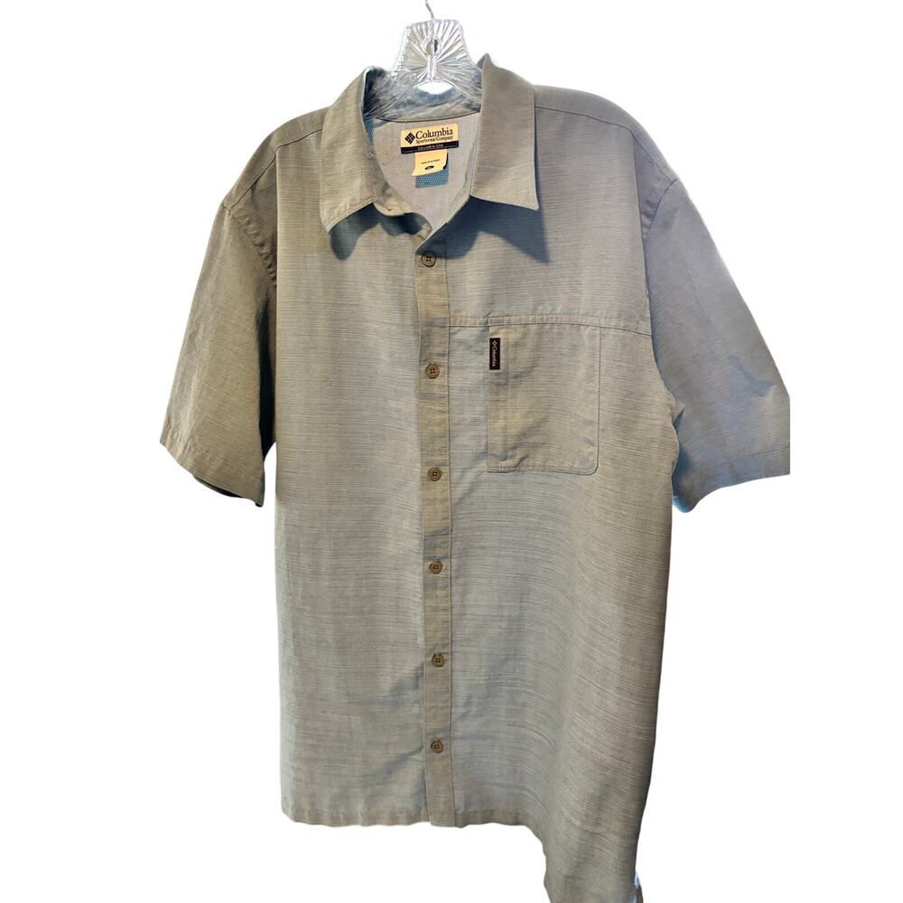 Columbia Mens XL Omni-Shade Button Shirt Blue Fishing Hiking Outdoor